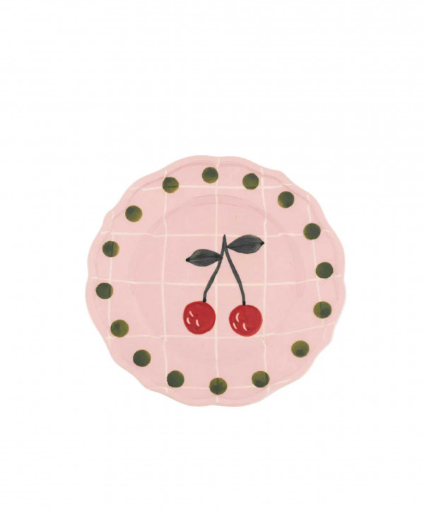 Bitossi Set 2 Piatti Frutta Quadri Rosa