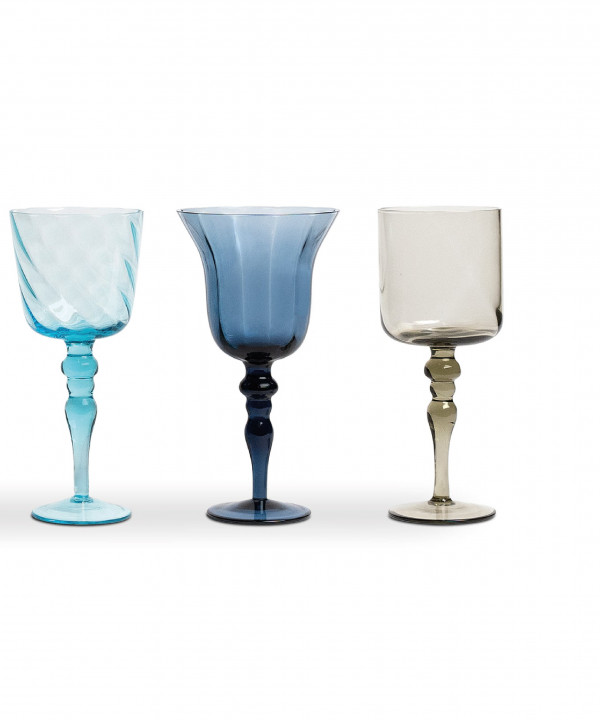 Bitossi Set of 6 Blue/Green Textured Glass Goblets